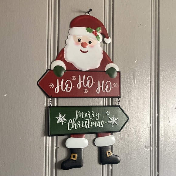 NWT- 18”- 2 Piece- Metal Santa Decoration Sign- Ho Ho Ho & Merry Christmas - Picture 8 of 11